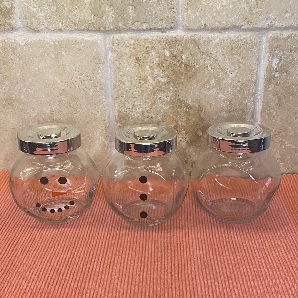 Set of Three Snowman Glass Jars